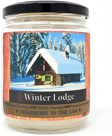 Winter Lodge Scented Jar Candle - Highly Scented - Made with Plant Based Wax - Handmade in The USA - Candeo Candle