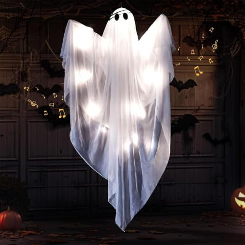 Fantasma Halloween con luces para chimenea que asusta a tus invitados 3