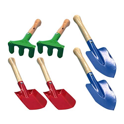 BESPORTBLE Kids Garden Tool Wooden Handle Mini Gardening Tools Trowel Shovel Rake Set for Children Girls Kids Boys 6 Pcs