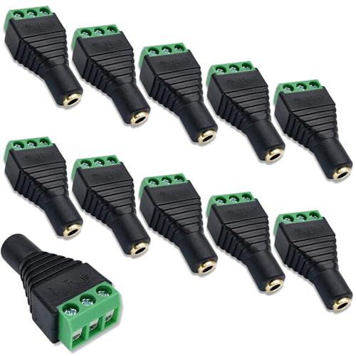 Conector Jack 3.5 mm hembra, Conector Audio Jack 3.5 mm, Conector TRS, Conexión Jack Tornillos Terminal, Compatible con PS5 / PS4, Cascos, Altavoz, PC, Móvil, 3.5 mm hembra, 10 unidades