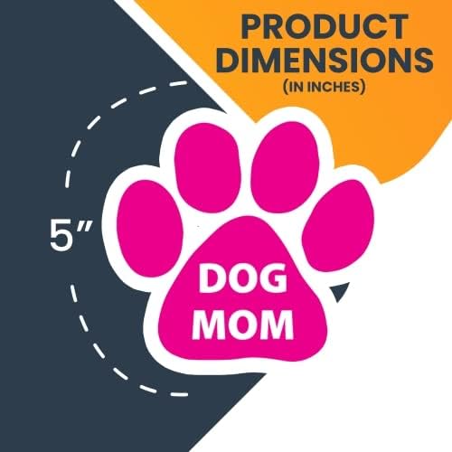 Image of Dog Mom Pink Pawprint Car Magnet 5 Inch, Dog Lover Gift
