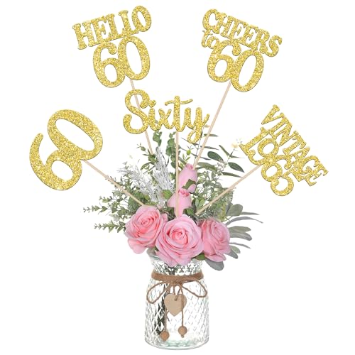 15Pcs Happy 60th Birthday Centerpiece Sticks
