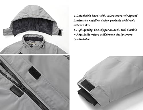 Image of WULFUL Boy's Waterproof Ski Jacket Warm Fleece Hooded Winter Snow Coat