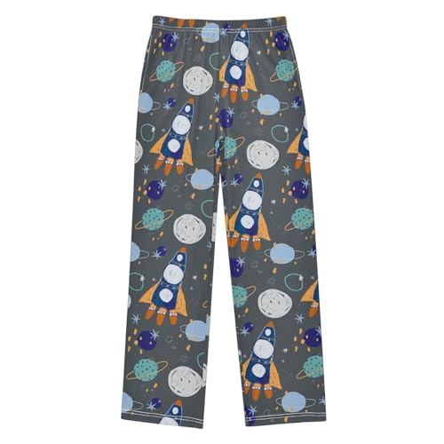 ZZXXB Rocket Planet Boys Long Pants Soft Trousers Elastic Waist Kids Lounge Bottoms with Pockets S-XL