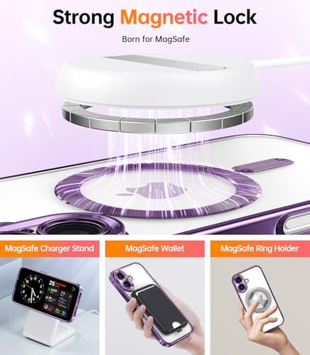 Coque iPhone 16 Plus MagSafe antichoc violette dragonne et protection objectif - 6