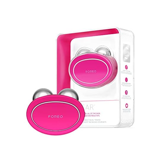 FOREO, BEAR, Aparelho de tonificação facial, Lifting facial imediato, Exercita os músculos faciais, com microcorrentes, Benefícios Anti-idade, Suaviza a pele, Cor fúcsia