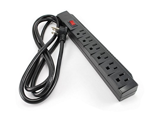 CablesOnline 6 Outlet Surge Strip, Horizontal, 250 Joules, (6 ft.) Cable, with Right Angle Plug
