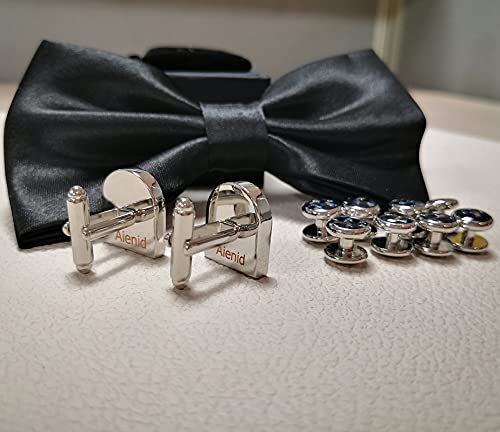 Aienid Jewelry Cufflinks Blue For Men Stainless Steel World Map Cufflinks And Studs Set Silver For Wedding #TOP3