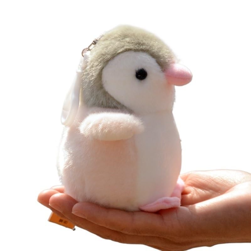 Porte-clés mini pingouin rose en peluche de 12 cm pour sac