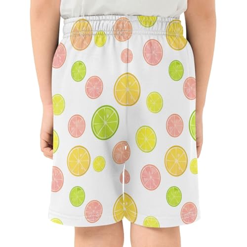 Slices of Oranges Athletic Shorts with Zipper Pockets, Youth Boys Athletic Running Shorts for Summer3
