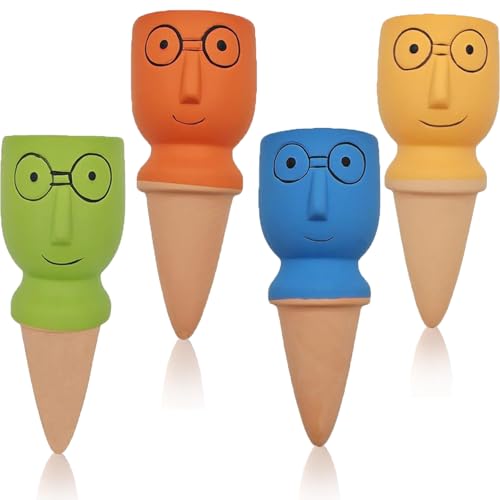 Holzsammlung Tonspitzen Bewässerung, Tonkegel Bewässerung, 4 Stück Bewässerungskugeln für Pflanzen Ton,Wasserspender für Zimmerpflanzen & Balkonkästen, Automatisch Gießkegel#02