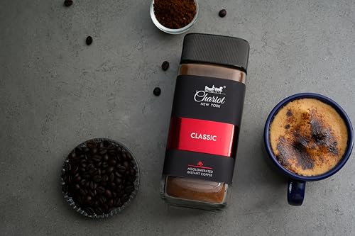 Image of Chariot New York Classic Agglomerated Instant Coffee 200g with Premium 400ml Stainless Steel Coffee Mug | Strong, Bold & Aromatic Coffee | Easy to Brew, Cafe-Style Experience