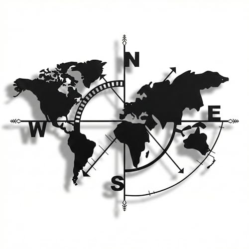 DEKADRON Metal World Map Art, Metal Wall Decor Home Office Decoration Bedroom Living Room Decoration (47" W x 36" H / 117x91cm, Black) by DEKADRON - Used condition - US$129.79