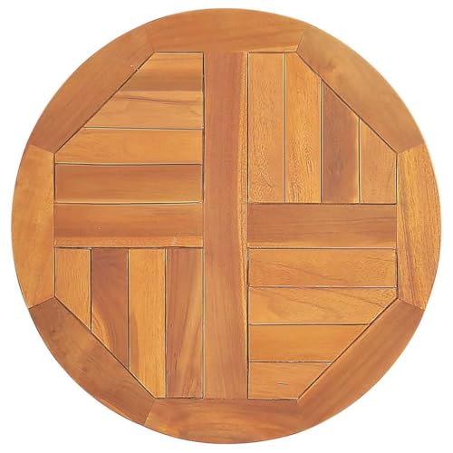 vidaXL Teak Massiv Tischplatte Massivholzplatte Holzplatte Ersatztischplatte Holz Platte für Esstisch Esszimmertisch Rund 2,5cm 50cm
