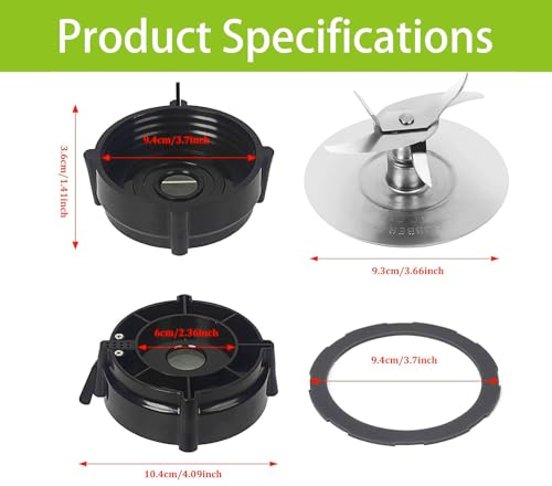Oster Pro 1200 Blender Blade Replacement with Jar Cap & Rubber O Ring Gasket