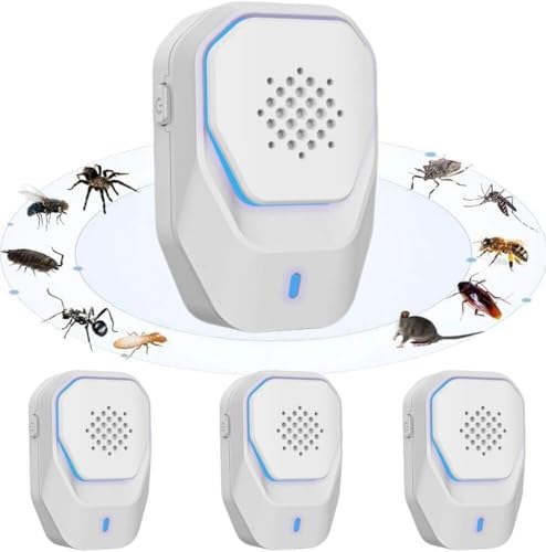 COODAY Répulsif Ultrason,Lot de 4 Anti Nuisibles Ultrason, Prise Électrique Anti Souris, Moustiques,…