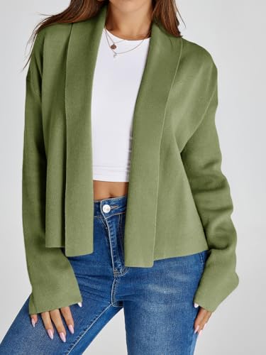 Image of Saodimallsu Womens Cropped Cardigan Open Front Shawl 2026 Fall Trendy Long Sleeve Sweater Jacket