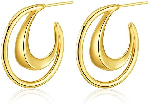Crossed Hoop Earrings, Women's Gold Plated Earrings, Hypoallergenic Earrings, Suitable For Women's Birthday, Valentine's Day, Christmas Gifts