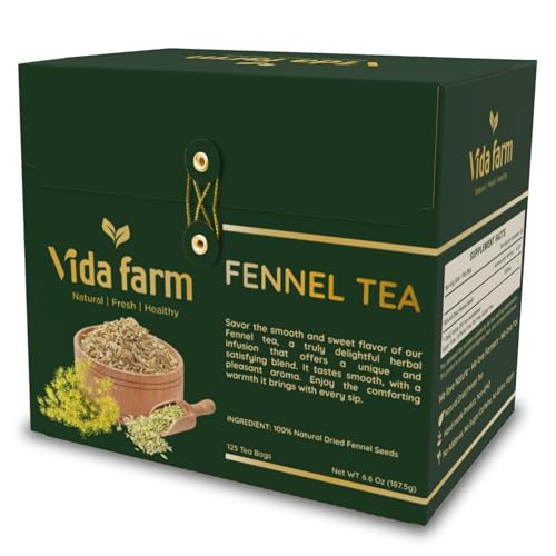 VIDA FARM 125 Fennel Tea Bags, 100% Natural Dried Fennel