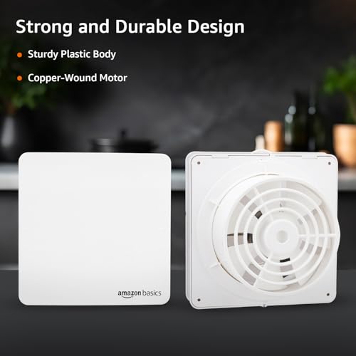 Image of Amazon Basics Axial Fan 6 inch | 22W | 7 Blades | 135 mm Sweep | 7.5 dB Low Noise | Window Mount | Wall Switch Control | White Plastic Body