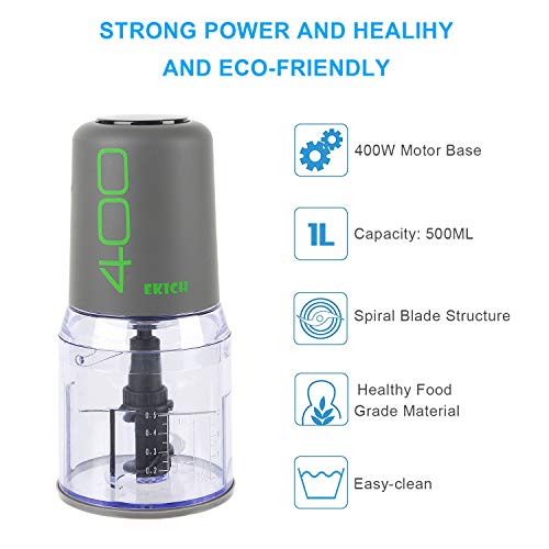Ekich Food Processor Multipurpose Smart Kitchen Meat Grinder Food Chopper Vegetable Fruit Cutter Onion Slicer Dicer, Food Blender, Gray With 400-Watt, 2-Cup #Mother's Day Gift# #TOP2