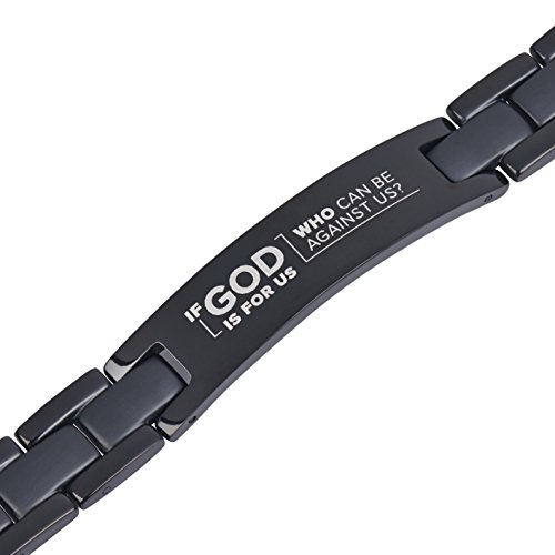 Crosstraxx Romans 8:31 - If God Is For Us, Who Can Be Against Us? - Titanium Prayer Bracelet - Magnetic Therapy #TOP1