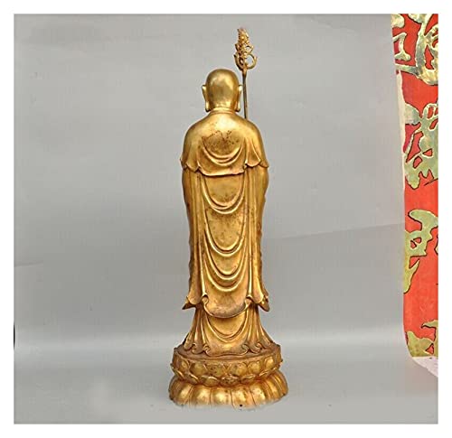Aurh Wedding Decoration Old Tibetan Bronze 24K Gold Ksitigarbha Jizo Monk Bodhisattva Buddha Statue Tianminjiedm #TOP4