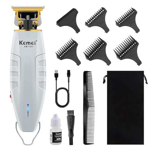 KEMEI Cortapelos profesional para hombres, recortadora de pelo inalámbrica, recortadora de pelo eléctrica con hoja en T sin huecos, máquina de corte de pelo inalámbrica, recortadora de detalles
