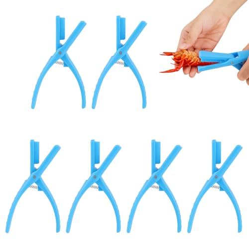 6pcs Crawfish Peeler, Crawfish Tail Shucker Crayfish Shelling Device Crayfish Sheller Seafood Tool Shrimp Peeler Supply for Cooked Shrimp Tails, Easily Peeling (Blue)