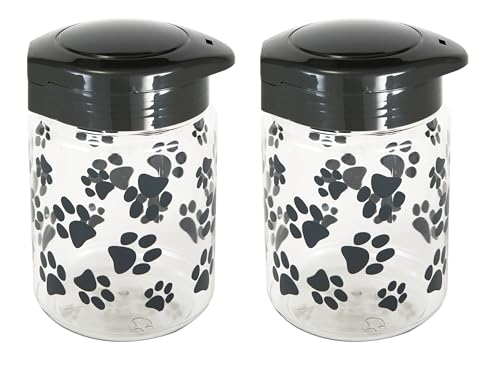Lixit Pack of 2 Food and Treat Storage Jars for Dogs, Cats, Small Animals and Birds (Grey 64oz)
