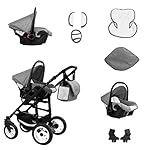 Bebebi Florenz | Hartgummireifen in Weiß | 3 in 1 Kombi Kinderwagen | Farbe: Galileo Lightgrey Black