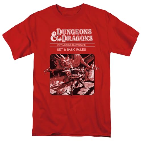 Dungeons & Dragons Basic Rules Red Box Cover Unisex Adult T Shirt (3X-Large) Red