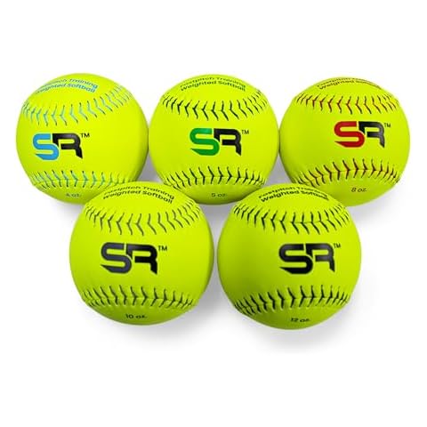 Score It Right - Weighted Training Softballs, 5 Weights (4oz, 5oz, 8oz, 10oz, 12oz), Soft Touch for Skill Improvement - 12-inch (4oz, 5oz, 8oz, 10oz, 12oz Set w/Carry Bag) Cover