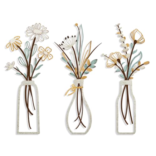 3-Piece Metal Flower Wall Art
