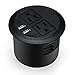 Kungfuking Desktop Power Grommet Power Outlet Socket Desk Data Center 2 Outlet with 2 USB Ports with 10 FT Extension Cord Black