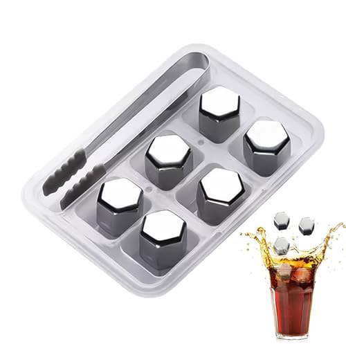 Glaçons en métal - Pierres de glace à la vodka - Cubes réutilisables en acier inoxydable - Refroidisseur de boissons - Rafraîchisseur à l'alcool - Haute performance - Whisky, cocktail, liqueur, eau