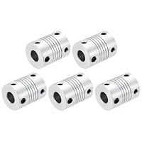 QUARKZMAN 5 Stück Flexible Kupplungen 5mm bis 8mm Aluminium Wellenkupplung L25xD19mm Klauenkupplung Schrittmotor Gelenkverbinder für 3D Drucker CNC Maschine DIY Encoder Motorwelle Silber