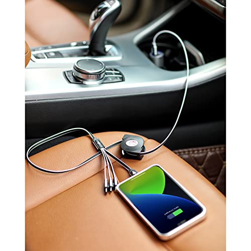 Multi Charging Cable 2 Pack 3Ft, 4 In 1 Retractable Multiple Charger Cord Multi Usb Cable Adapter With Dual Lightning/Type C/Micro Usb Port For Iphone/Samsung Galaxy/Pixel/Phones/Tablets And More #TOP6