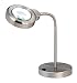 Normande Lighting Daylight Desk Lamp w/Magnifier. 14" in Height with Brushed Steel Finish