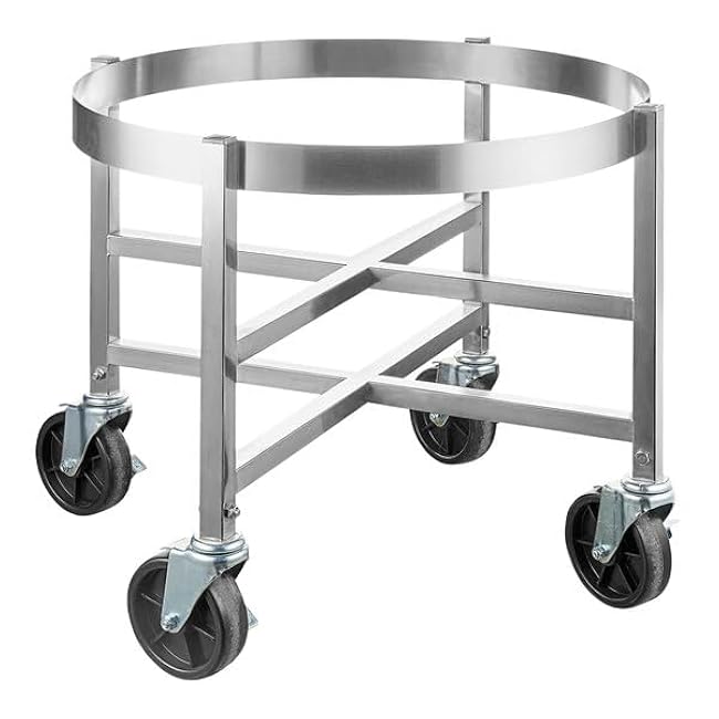 23.5-Inch Commercial Stainless Steel Stock Pot Dolly with Locking Swivel Casters, 304 Grade, Silver, 25x21.25 Inches-voepXIlx