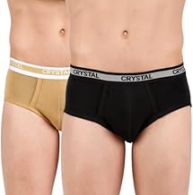 Crystal Men's Underwear Super Combed Cotton Rib Solid Brief with Super Soft Waistband | Assorted (Multipack)