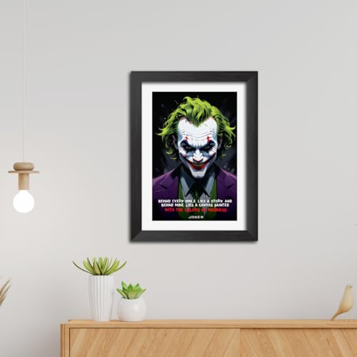 Image of TenorArts Joker Poster with Quotes Comics Photo Frame Painting With Black Wooden Textures (12inches x 9inches)