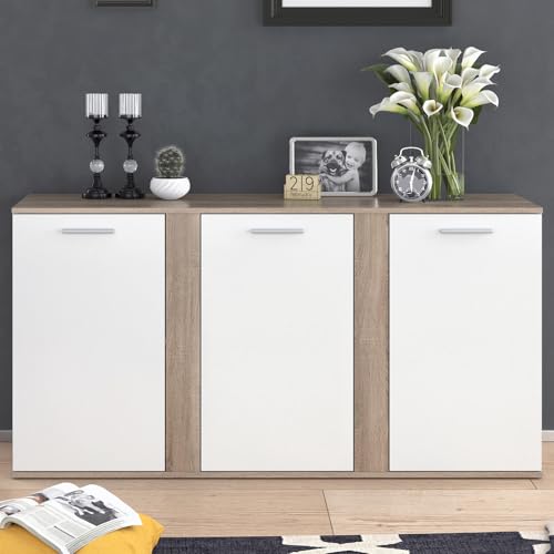 Vicco Credenza Novelli, Sonoma/Bianco, 155 X 80 Cm Con Ante - 5
