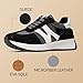 Wide Toe Box Shoes Women Wide Fashion Sneakers Comfortable Casual Walking Non-Slip Memory Foam Tennis Shoes Genuine Suede Sneakers Black