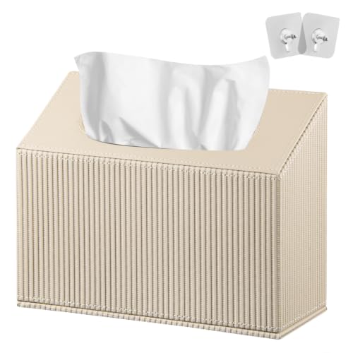 Tissue Box Cover Holder Compatible with Kleenex Disposable Paper Hand Towels, Leather Paper Towel Dispenser