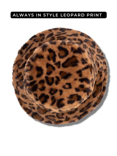 San Diego Hat Co. Women\'s Faux Fur Iconic Bucket Hat with Wide Brim, Camel, One Size