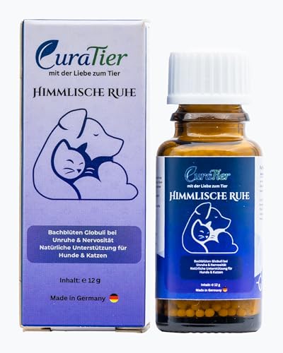 CuraTier Himmlische Ruhe Bachblüten Globuli für Hunde & Katzen Entspannung & innere Balance bei Unruhe Hyperaktivität & Reisen 12 g