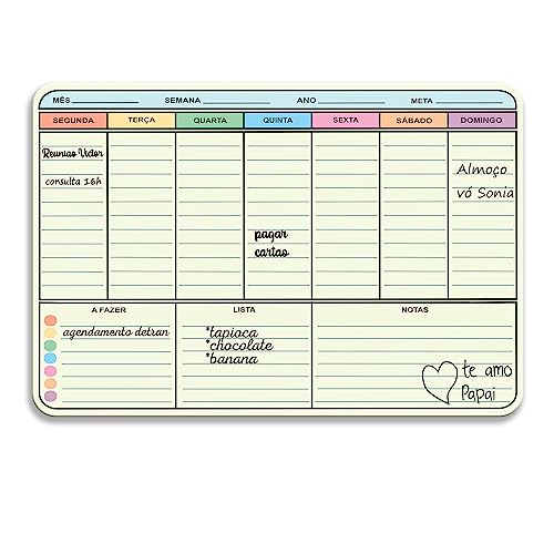 Ímã De Geladeira Porta Recados Anotações Planner Com 2 Canetas