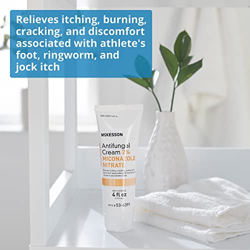 McKesson Antifungal Cream, 2% Miconazole Nitrate, Burning, 4 oz, 2 ct | Relieves Itching, Cracking from Jock Itch, Ringworm and Athlete Foot - image 4