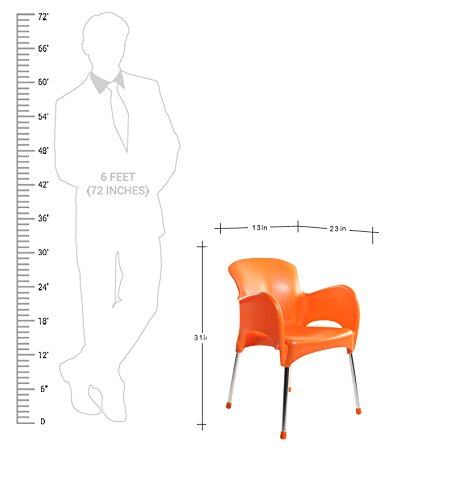 Image of CELLO Xylo Chair - Orange | Strong and Durable | Easy to Clean | Chair for Living Room, Bed Room, Kitchen, Office Room, Outdoor | 3 Years Warranty